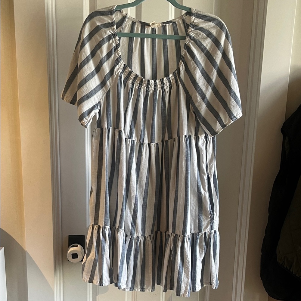 a.n.a Blue and White Striped Dress